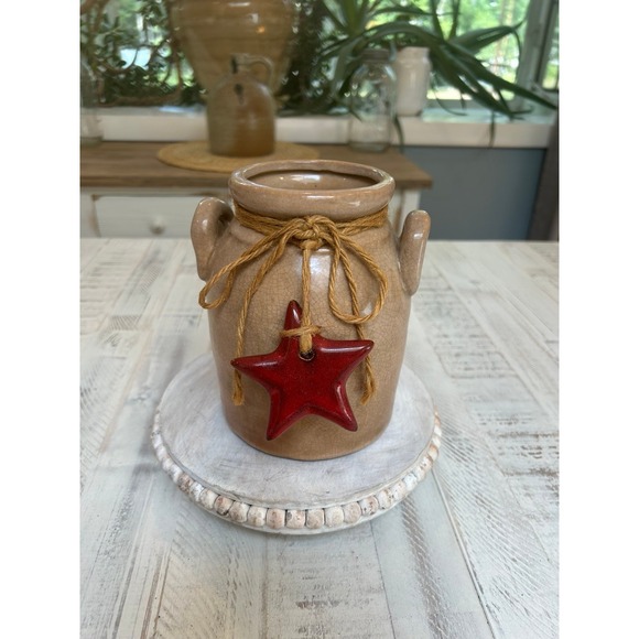 Other - Farm house brown glazed ceramic jug with ceramic star.‎